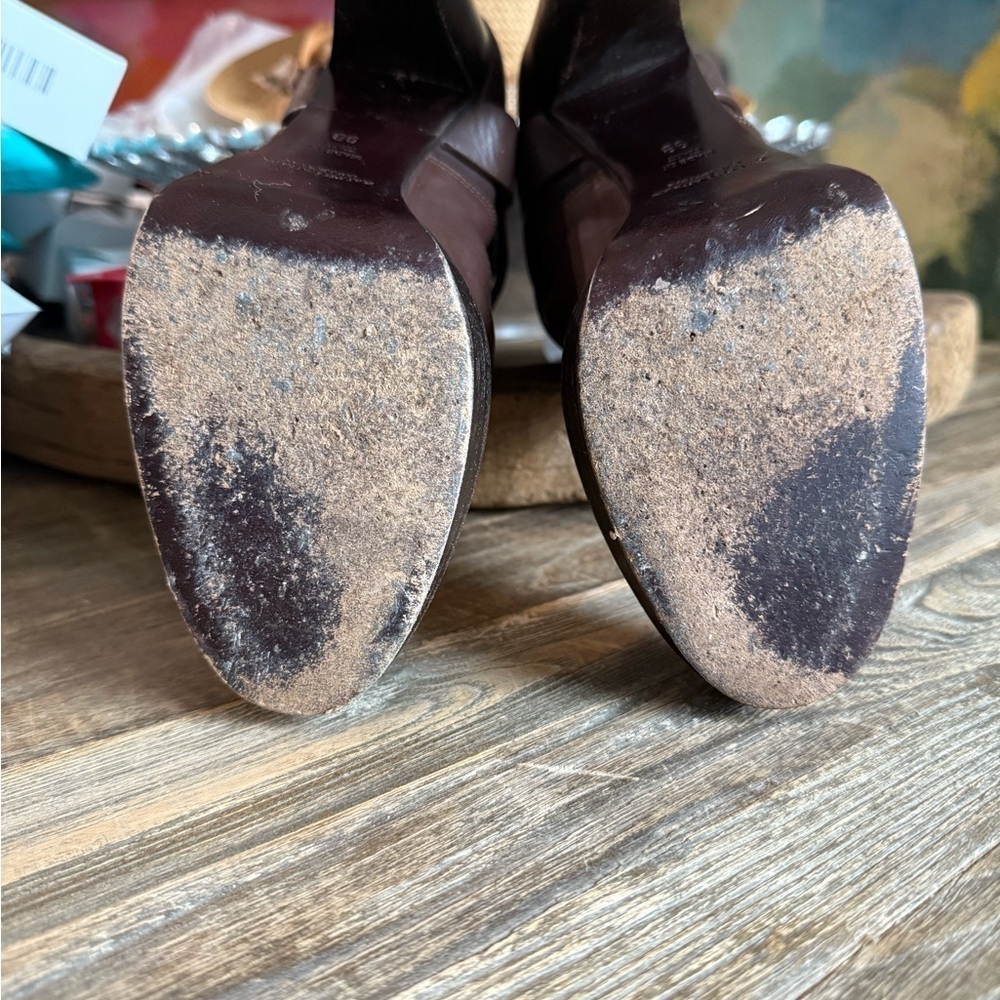 Ralph Lauren Collection Brown Leather Platform Ankle Boots Size 9M Italy - Picture 12 of 14